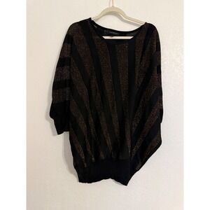 Lane Bryant Black Gold Metallic Stripe Dolman Sleeve Top Plus Size‎ 26 28